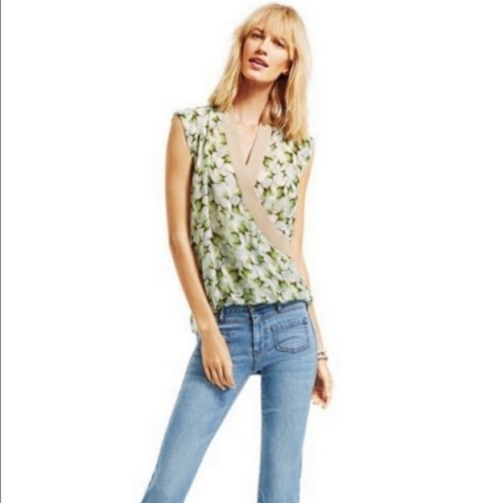 CABI #234 Butterfly Wrap Cross Over Cap Sleeve Drape Top Size M​​​​​